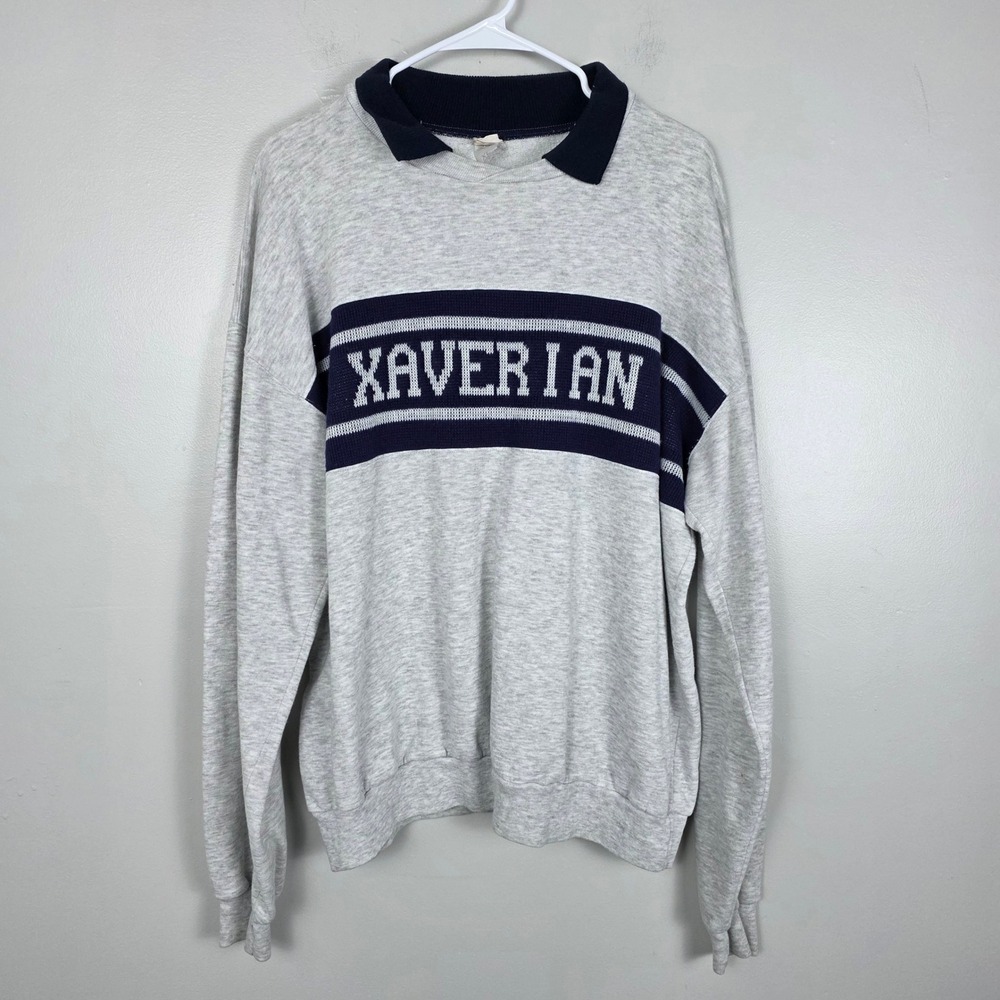 Vintage Xavieran Collared Sweatshirt 80s 90s Retro USA Made Mens XL
